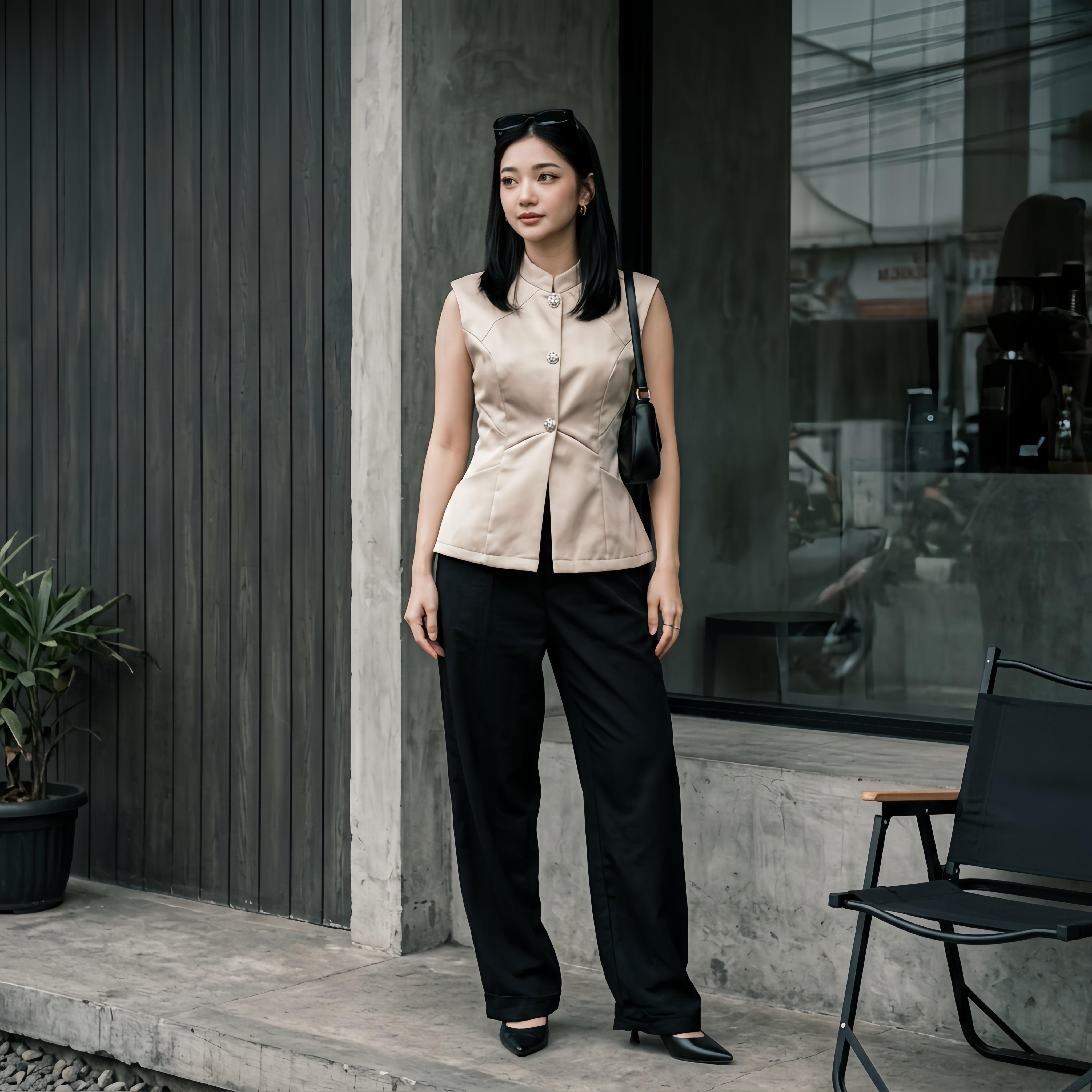 VALERIE TOP Wanita Sleeveless Cotton Twill