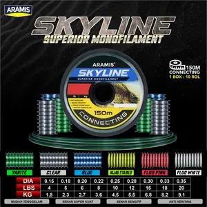 Senar Pancing Kuat Anti Keriting Aramis Skyline Superior Nylon Monofilament Material 150 Meter Connecting  mudah tenggelam dan anti kriting