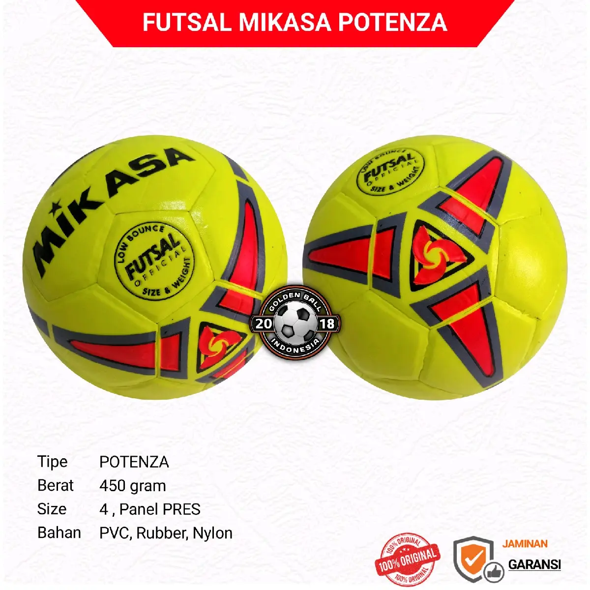 BOLA FUTSAL ORIGINAL MIKASA POTENZA SIZE 5 Indoor  Outdoor Ball