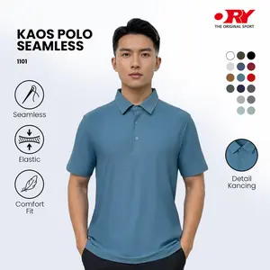 ORY FASHION Kaos Polo Pria Baju Olahraga Pendek Seamless Tanpa Jahitan Nilon Spandex Olahraga Mewah Quickdry Nyaman Unisex Bahan Premium Breatable Movement Bebas Gerak 1101
