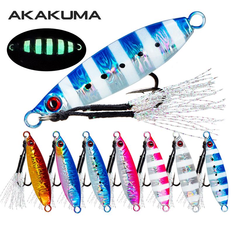 Mồi câu cá Jig kim loại 14-100g Mồi đúc chì Jigging chìm chậm Phát sáng trong bóng tối với móc hỗ trợ Mồi Jig câu cá biển sâu Mồi thìa Jig cho cá ngừ cá hồi cá thu Kingfish