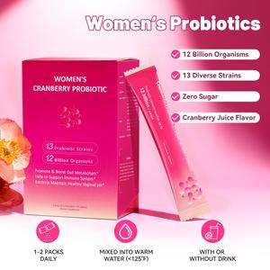 【Buy 1 free 1 】Serbuk Probiotik Cranberry, Kesihatan Wanita, Mengimbangi pH, 13 Jenis Probiotik, 12 Bilion Organisma, 15 Pek / kotak, Vitamin untuk Suplemen Kesihatan, Beli 1 Dapatkan 1 Promosi Percuma supplement berry