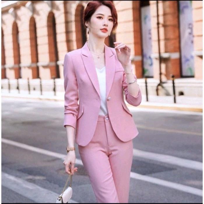 SATU SET SETELAN BLAZER WANITA KEKINIAN/SETELAN JAS WANITA/JAS KANTOR WANITA_BLAZER MAROON Celana 4