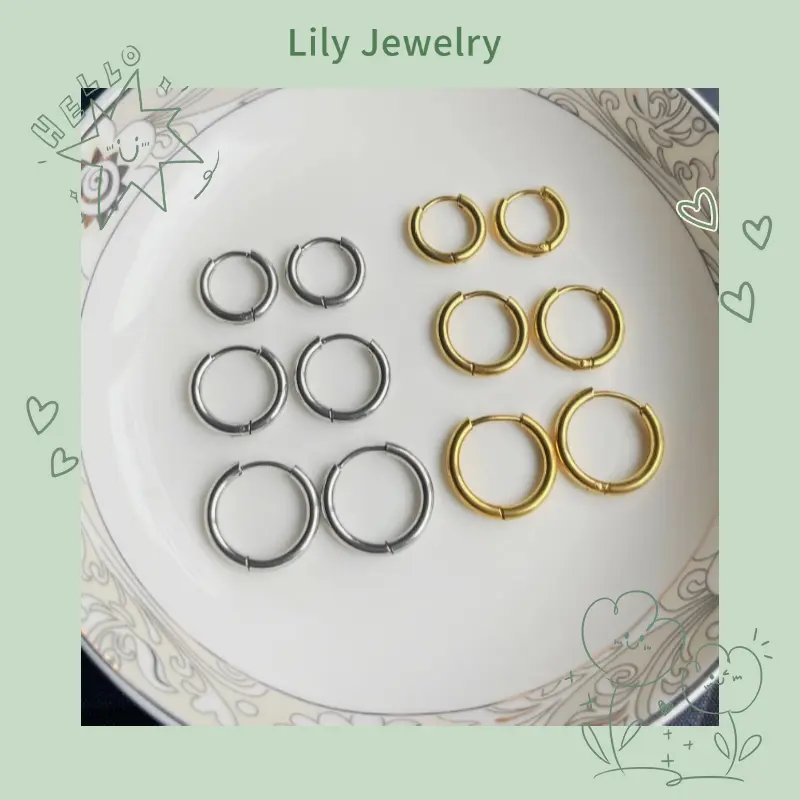 Simple All-Match Titanium Steel Circle Earrings Non-Fade Men Women Small Earrings