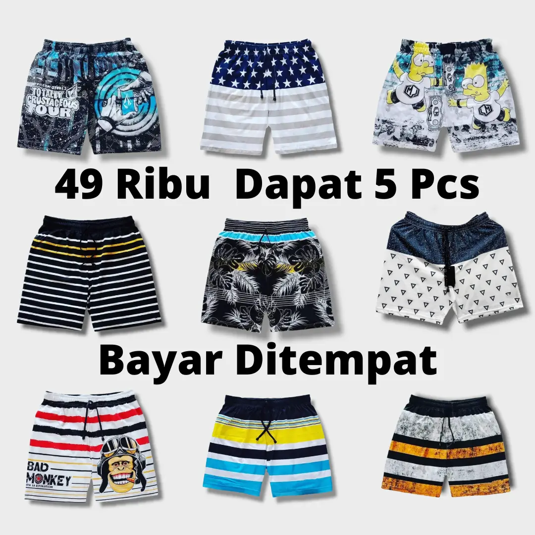 Boxer Pria dan Wanita Murah Berkualitas combed dewasa Karet Nyaman Pantai Santai Motif