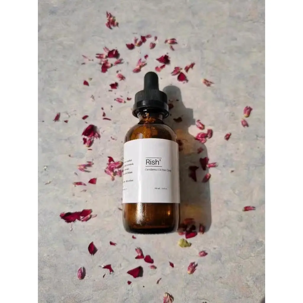 Rish' Hair Oil treatment 60ml - Minyak Kemiri Asli Perawatan Akar Rambut Mengurangi Rambut Rontok Solusi Rambut Sehat