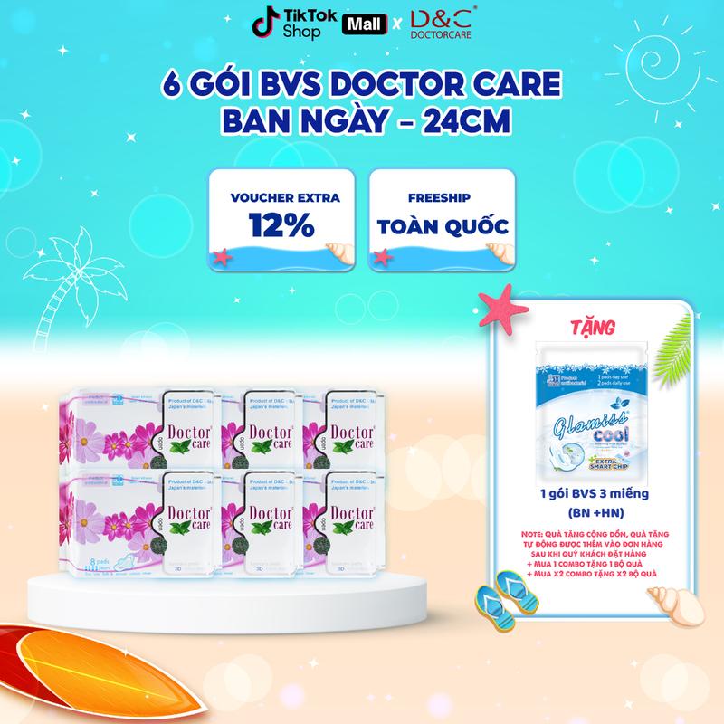 COMBO 6 gói Băng vệ sinh ban ngày thảo dược mát lạnh D&C Doctor Care 24cm