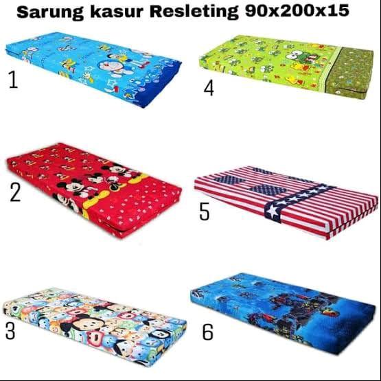 Sarung kasur busa lantai menggunakan resleting motif karakter cowok Kain Katun poliester super sprei 2