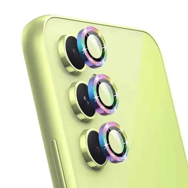 Cincin Kamera Glitter untuk Samsung Galaxy A16 A55 A35 A15 5G A54 A34 Pelindung Layar Lensa Belakang Tutup Kaca Casing