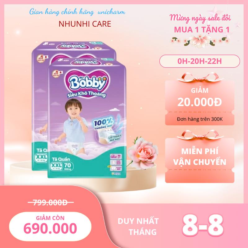 TẶNG QUÀ COMBO 2 Tã bỉm quần Bobby Ultra+ siêu khô thoáng đủ size cho bé M L XL XXL