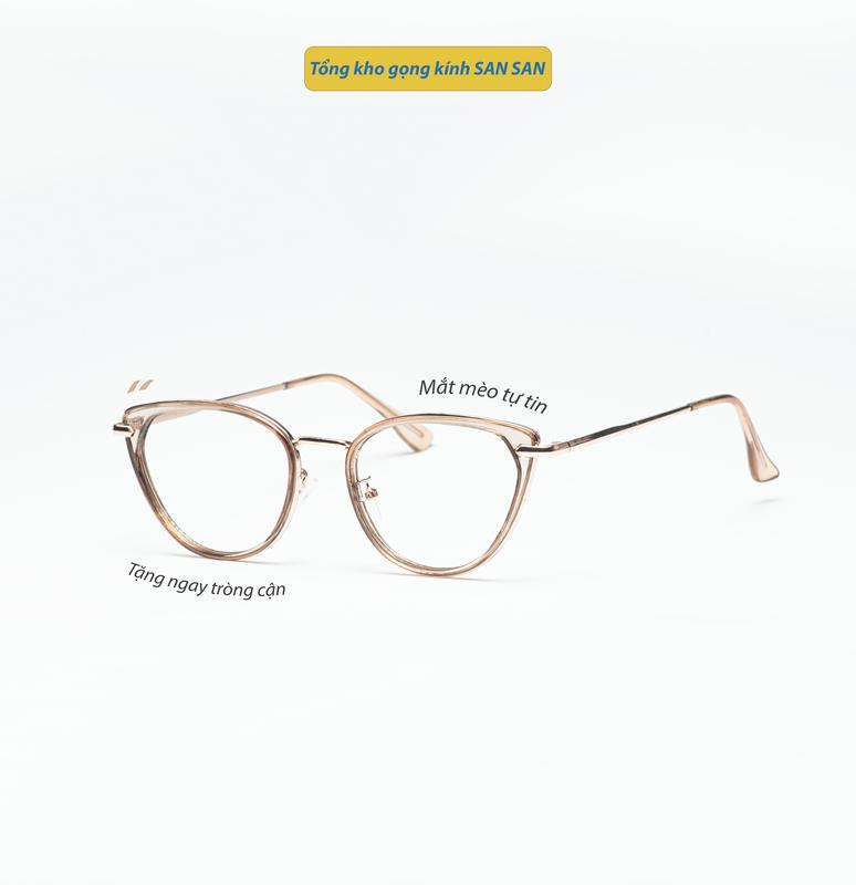 Gọng kính cận có 0~4 độ mắt mèo thời trang cá tính chất liệu hợp kim phối nhựa cao cấp MS39
