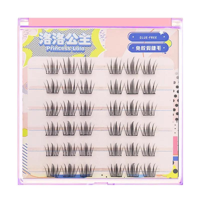 Glue-free self-adhesive false eyelashes natural thick single cluster easy to apply for beginners makeup cosmetics long-lasting wear 5