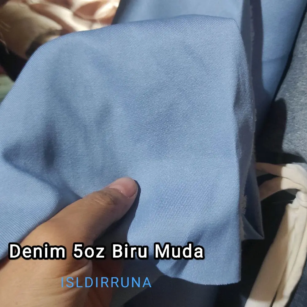 Kain Denim 5oz Grade A Biru Muda Per 1,25m/Bahan untuk celana formal,kulot,kemeja, stelan,vest dsb