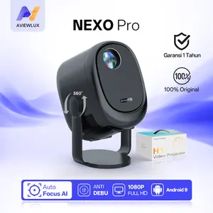 AVIEWLUX NEXO Pro Smart Proyektor Gimbal - Android TV 9 - 500 ANSI 1080P FHD - Optical Engine Kedap Debu - WiFi 6 Bluetooth 5.2 - Auto Focus - proyektor layar proyektor android 4k full hd - home theater speaker karaoke lengkap - Projector Portable
