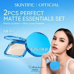[Make Up 1 Set Lengkap] SKINTIFIC 2pcs Make Up Set Perfect Stay Velvet Matte Cushion 11ml + Ultra Cover Powder Foundation 9gr | Paketan Cushion dan Bedak Padat, Paketan Rahasia MUA, Paketan Tahan Minyak, Anti Longsor, Kulit Berminyak