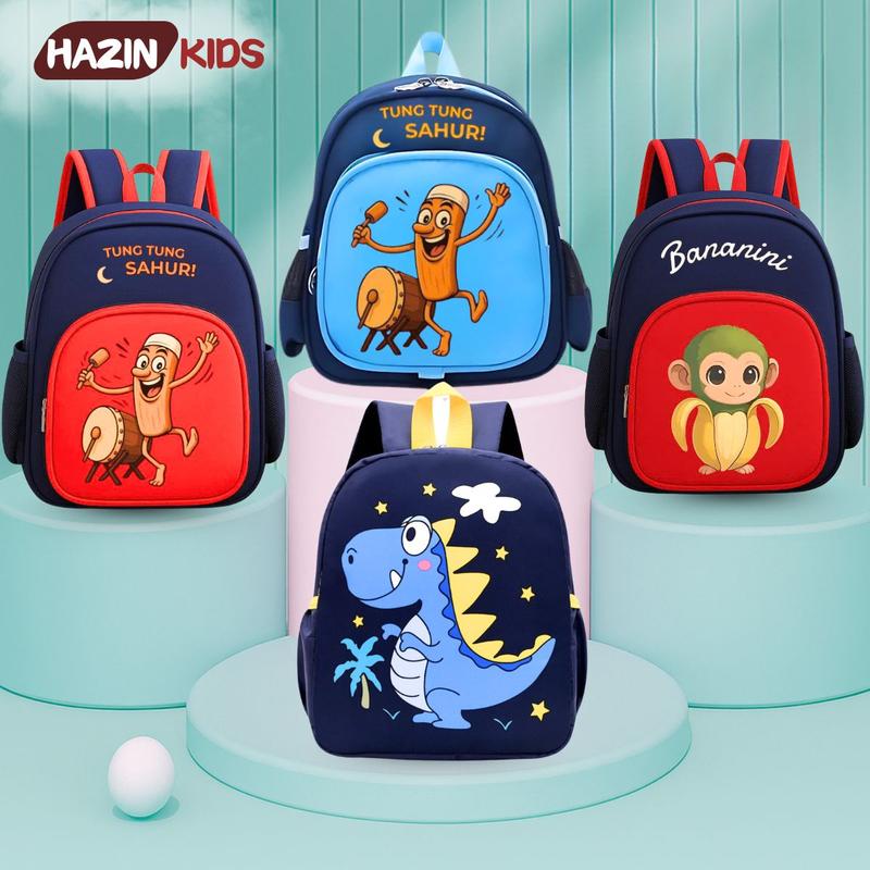 Balo Cho Bé Mầm Non 1-5 Tuổi in Hoạt Hình Dễ Thương, Chất liệu vải Polyeste Chống Thấm Nước, Nhiều Ngăn Tiện Lợi