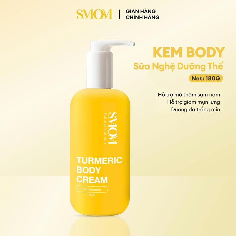  Kem Body Sữa Nghệ Dưỡng Thể SMOM 180G - Hỗ Trợ Dưỡng Trắng Cải Thiện Thâm Sạm Cho Da 