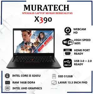 Laptop Kerja Murah TP X390 Core I5 Ram 8GB SSD 512GB 13 Inch FHD 1080p slim