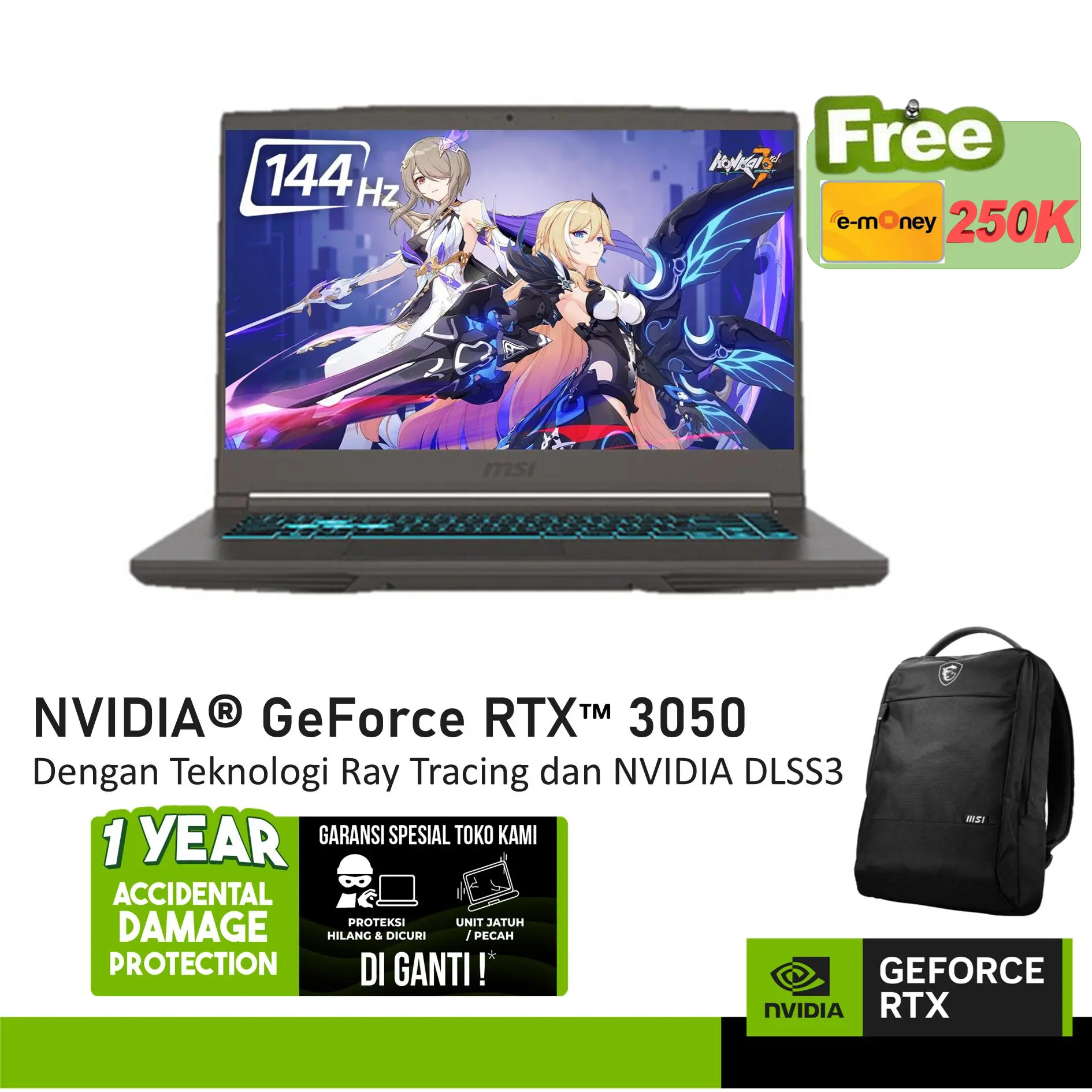MSI THIN A15 B7UC GeForce RTX 3050 - RYZEN 7 7735HS 8GB 512GB 144HZ