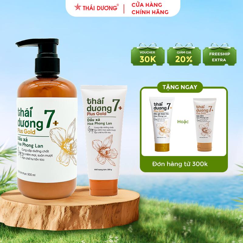 HCM Dầu gội dầu xả Thái Dương 7 PLUS GOLD Hoa Phong Lan chai 500ml 250ml TẶNG dầu gội Thái Dương 7 Plus 50GR- Sao Thái Dương