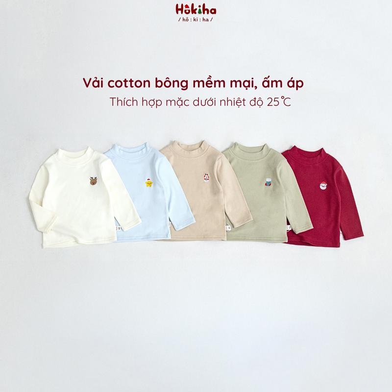   Hokiha  A310 New- Áo giữ nhiệt cổ 3 phân Noel cho bé trai bé gái vải cotton bông mềm mại ấm áp size 8-17kg 