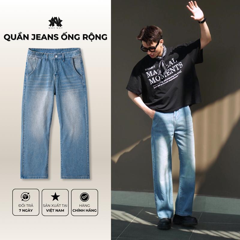 [WHY.NOT] Quần Jean Nam Ống Suông Rộng Sky Blue - Quần Trắng Kaki Denim - Quần Jean Deep Sea Blue Nam Nữ Why Not - Menswear Pants