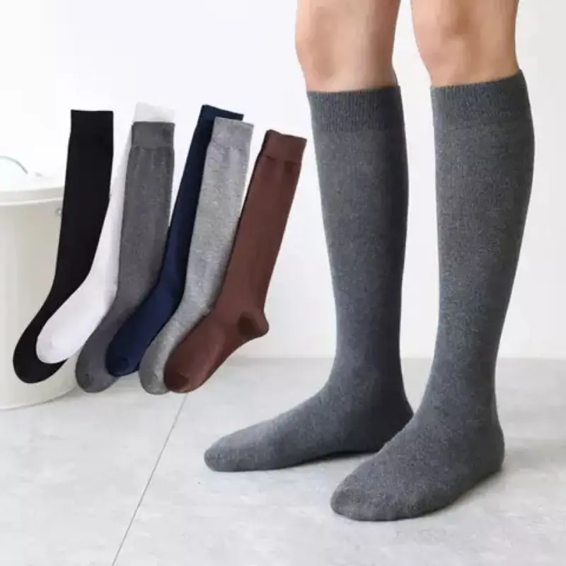Paket 12 Pasang Kaos Kaki Panjang Selutut Tebal Pria Dewasa Katun Lembut Nyaman Pendek Hitam Kerja