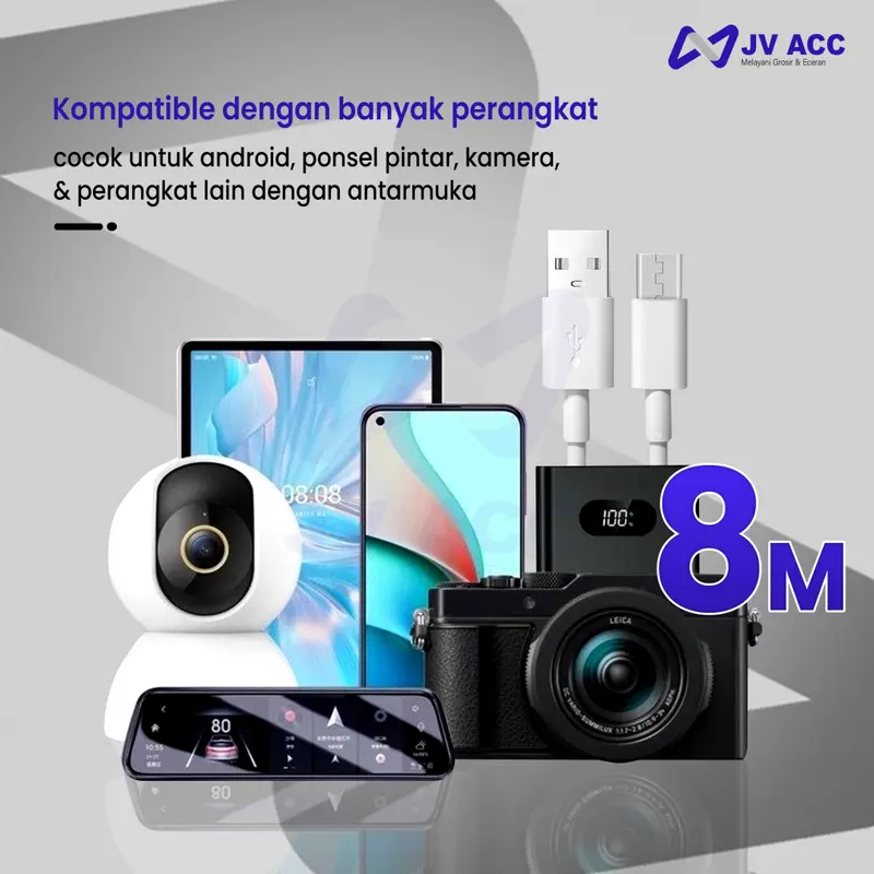 KABEL CHARGER KAMERA CAMERA CCTV MICRO USB PANJANG KABEL 8 METER 3