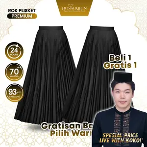 [ BELI 1 GRATIS 1 ] BOSSQUEEN ROK PLISKET PREMIUM PANJANG ROK WANITA Karet Nyaman Rempel