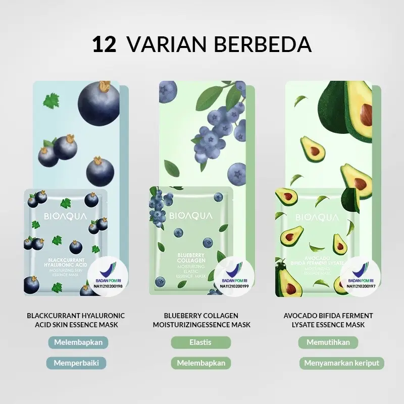 BIOAQUA SHEET MASK facial sheet mask masker wajah fruit veggies cereal biji essence SHEETMASK bio aqua BioAqua cosmetics buat sayuran sereal 25ml brightening moisturizing skin care anti aging fruits veggie 3