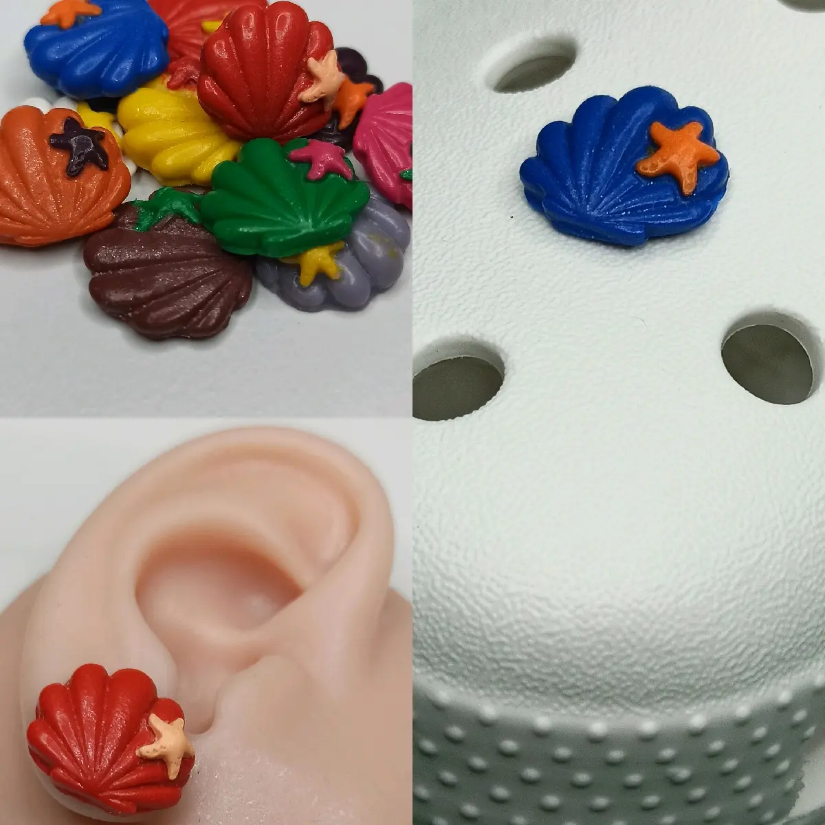 Handmade Miniature Polymer Clay Seashell Ear Stud Croc Jibbitz Fridge Magnet