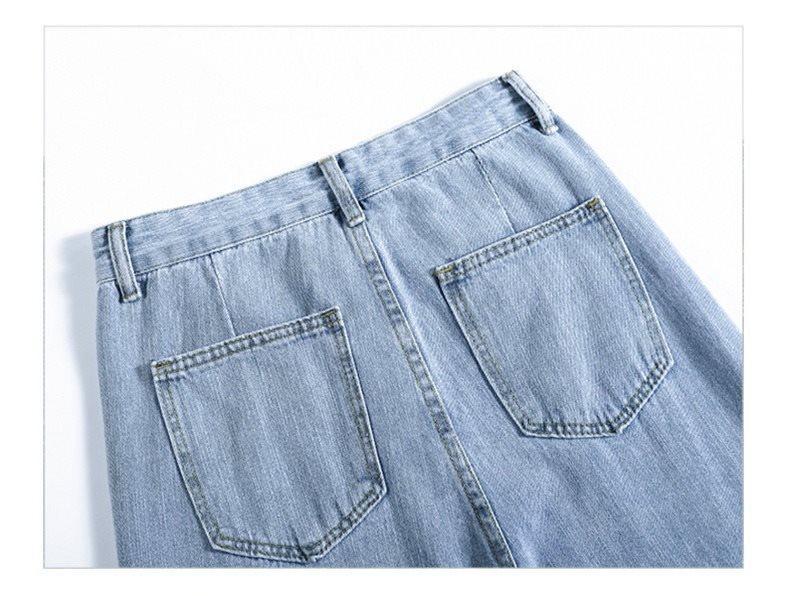 Product Introduction of MOMO 1522 Jeans berpinggang tinggi berdesain desainer dengan kaki lebar chic outfit trendy slim-fit 14