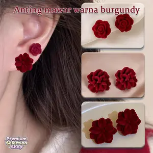 Anting Mawar Vintage Prancis Desain Bunga Cluster Musim Gugur Dingin Material Flocking Berkualitas Hadiah Romantis