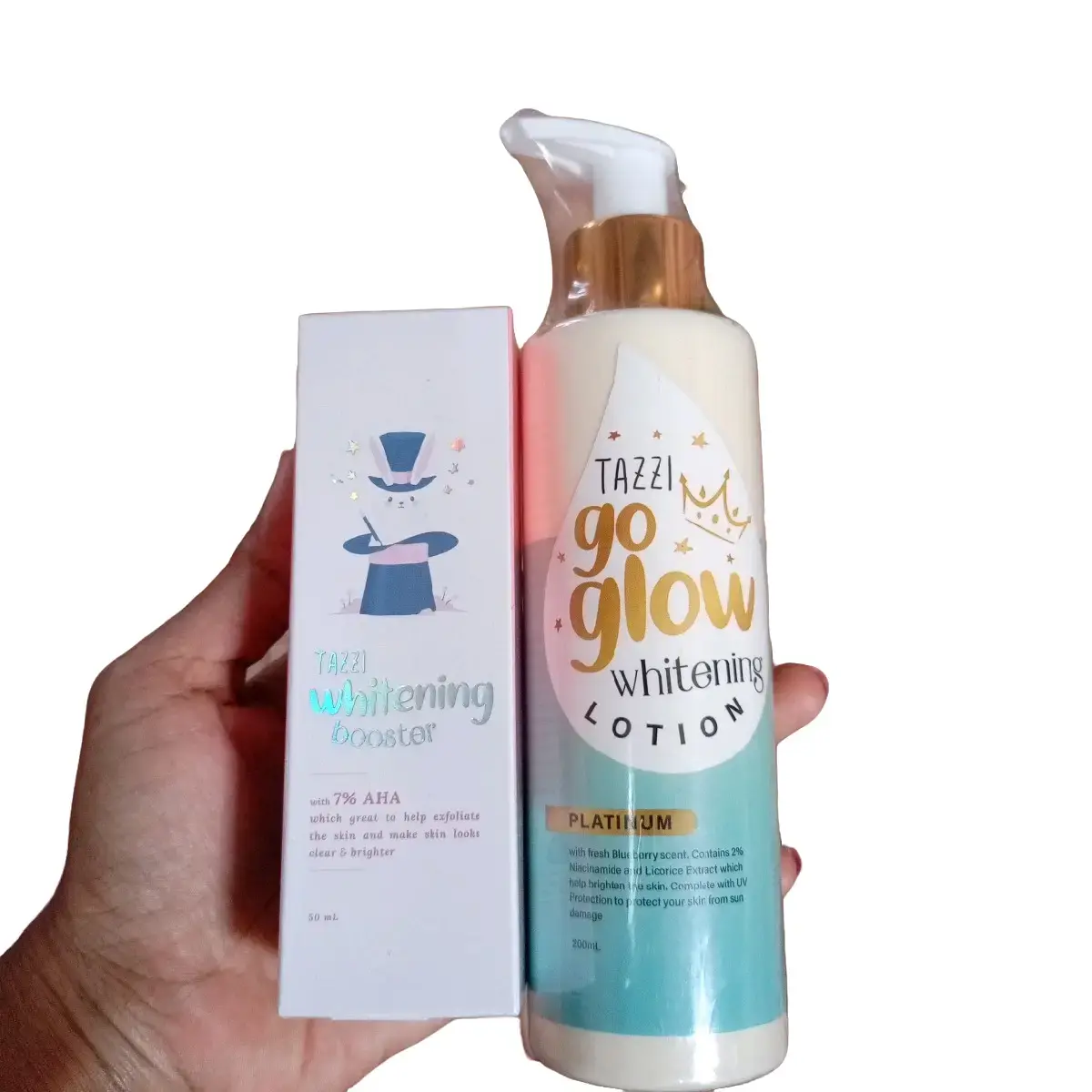 lotion go glow tazzi 200ml+serum aha booster 50 ml paket  Pencerah Tubuh
