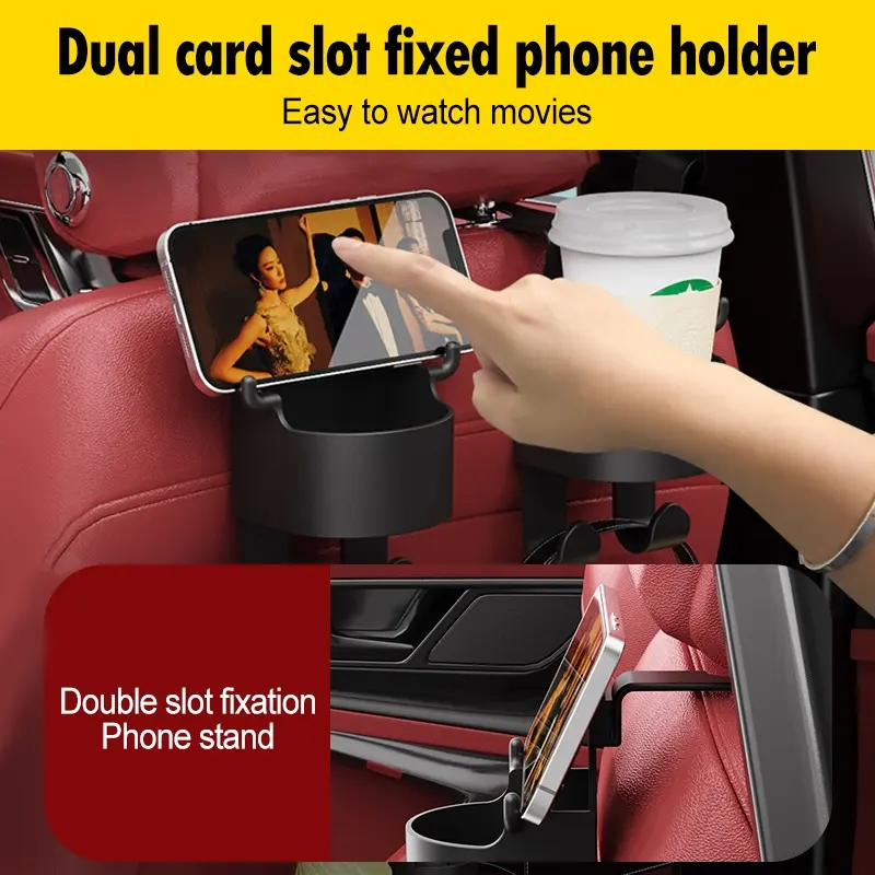 Car Seat Hook with Drink Holder Car Headrest Organizer Car Phone Holder Multifunctional Drink Pocket Car Storage hanger