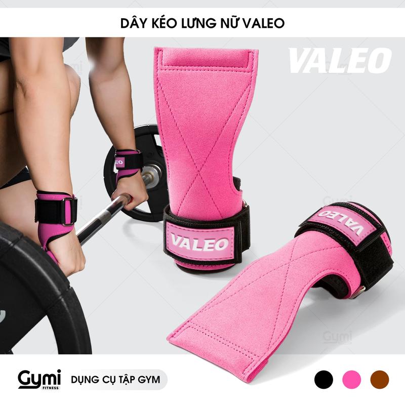 Găng Tay Nữ Trợ Lực VALEO - Dây Kéo Lưng Nữ Lifting Straps Deadlift Tập Tạ Tập Xà Tập Gym