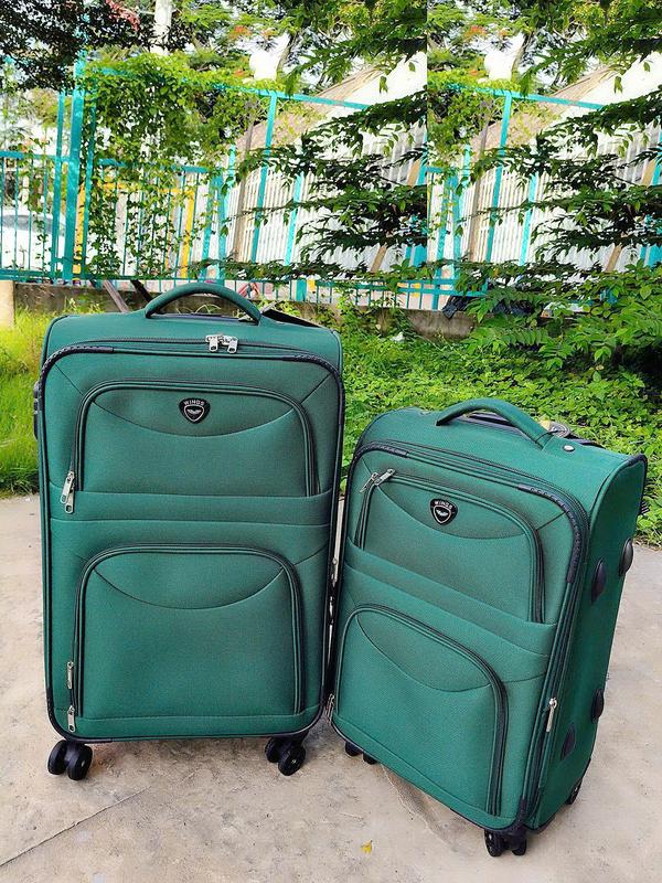 Vali vải Quảng Châu, sang, 4 bánh xe, vải polyter không xù, tay kéo hợp kim nhôm, 3 size 20/24/28 tặng túi đựng giày.