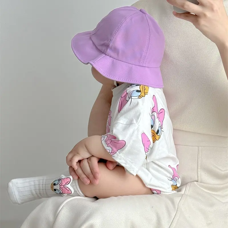 Donald Daisy Romper Set Topi + Kaos Kaki / Romper Jumper Bayi Laki Perempuan Karaktek Lucu 5