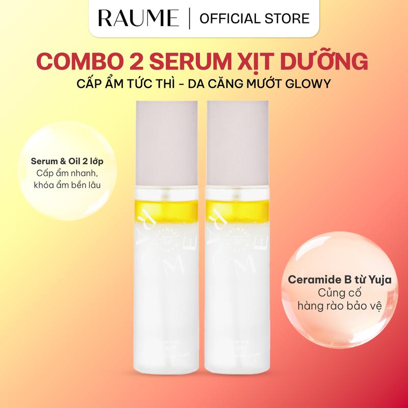 COMBO 2 Serum Xịt Dưỡng, Cấp Ẩm Tức Thì - Da Căng Mướt Glowy RAUME Cerafit Time