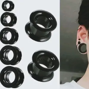 1PCS Anting Piercing Full Black Akrilik untuk Pria dan Wanita - Earrings