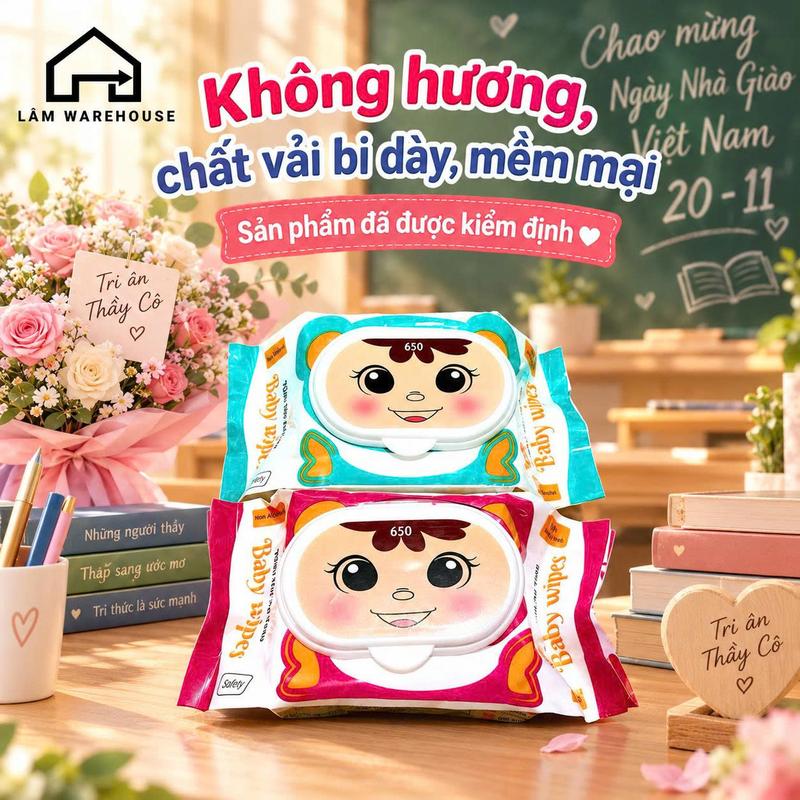 Combo 10 Gói Khăn Ướt Gấu Baby Wipe 300g-350g Khổ Lớn Vải Bi Dày Không Hương Liệu An Toàn Tiết Kiệm Hơn 30% So Với Mua Lẻ LÂM WAREHOUSE