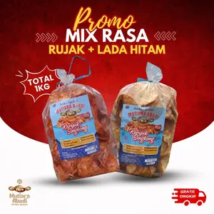 Promo Mix Rasa Kripik Singkong Bumbu Rujak + Lada Hitam Total 1KG - Camilan Renyah Berkualitas Tinggi dengan Rasa Pedas - Food