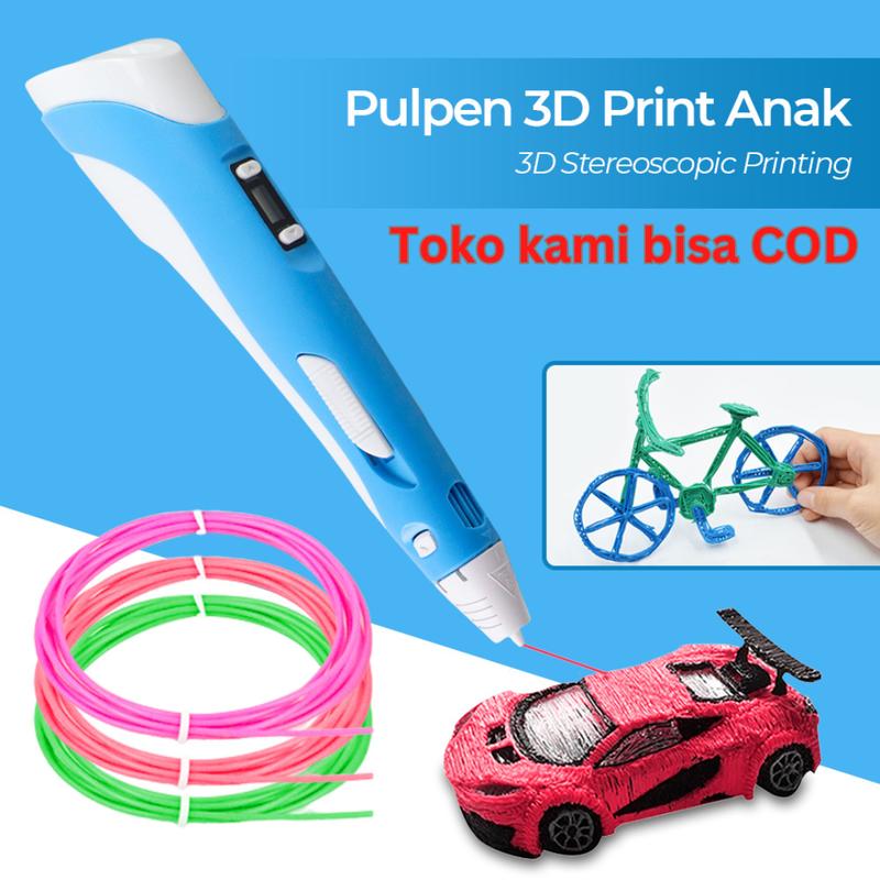 Product Introduction of BAYAR DIRUMAH Pulpen 3D Anak Stereoscopic Printing Gambar Ajaib 3 Filamen - Biru 12
