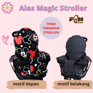 Abeekids alas stroller bayi magic stroller free seatbelt pembatas depan motif bolak balik