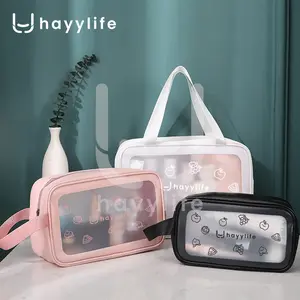 Hayylife Tas Kosmetik Tahan Air - Kapasitas Besar Transparan Tas Kosmetik Traveling Portabel Tas Penyimpanan Kosmetik HL-AGB610 multifungsi ritsleting