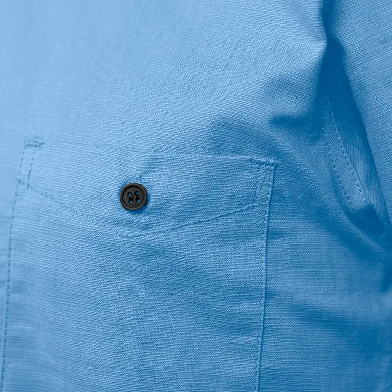 Outskirts - Long Sleeve Shirt Blue Denim | Kemeja Polos Blue Denim Pria Lengan Panjang Casual Slimfit Formal Santai Basic Shirts Katun Lembut Biru Light Nyaman Katun Lembut 4