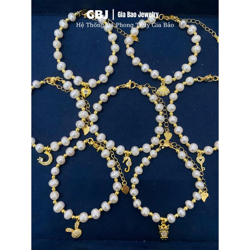  Phụ Kiện Vòng Tay N.gọc Trai Phối Bi Vàng Đính Charm GB80 Sang Trọng GBJ1731 