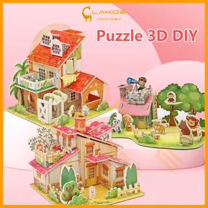 LAKOE 3D Puzzle diy Mainan edukasi puzzle 3d anak Miniatur diy rumah bahan foam