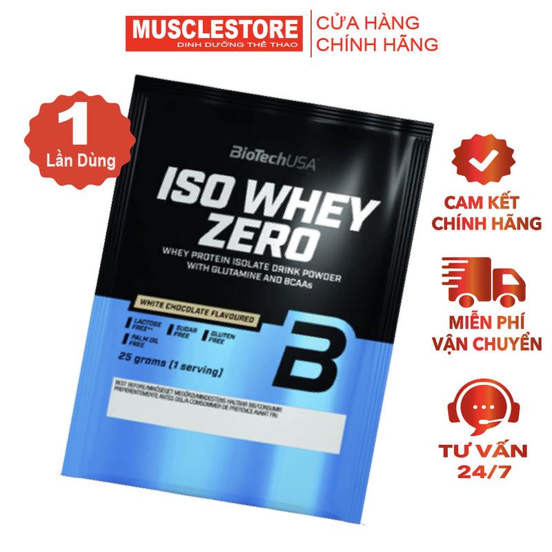 Sample Iso Whey Zero - Whey Protein Isolate BioTech 1Liều Hỗ Trợ Bổ Sung Dinh Dưỡng whey vị