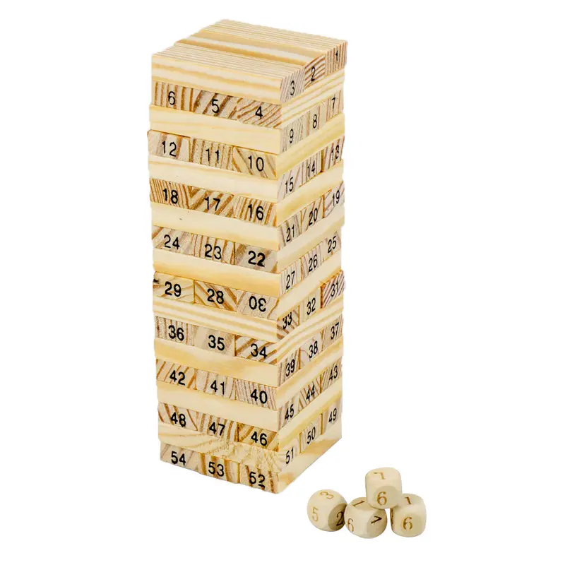 Toddi Permainan Uno Stacko Kayu 54 Balok dengan 4 Dadu Anak Game Toys 1